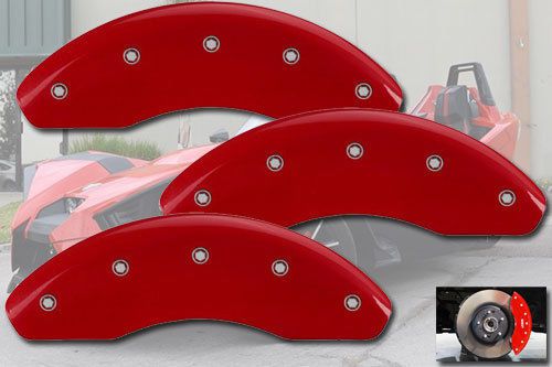 2015 polaris slingshot front + rear red mgp brake disc caliper covers w/ &#034;bolts&#034;
