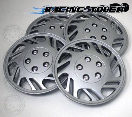 #126 replacement 15&#034; inches metallic silver hubcaps 4pcs set hub cap wheel cover