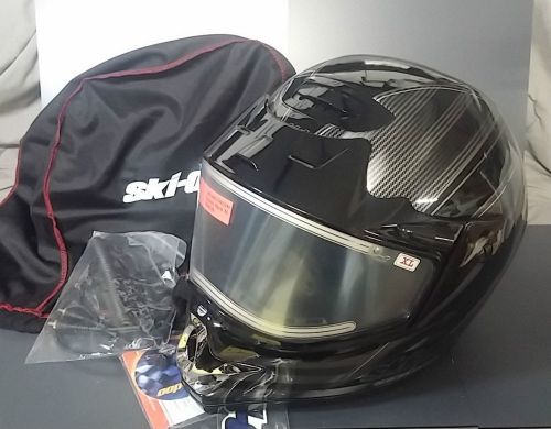 New w/tags ski-doo bombardier dot xl black snowmobile helmet heated casque brp