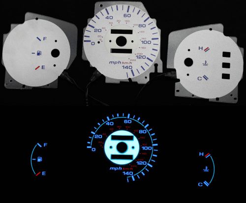 145mph indiglo glow gauge overlay silver reverse faces for 92-95 honda civic dx