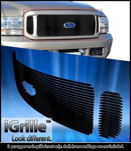Fits 99-04 ford f250/f350/excursion black stainless steel billet grille