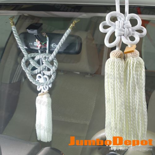 Hot jdm style auto car interior decor white fusa kiku knots universal for cars
