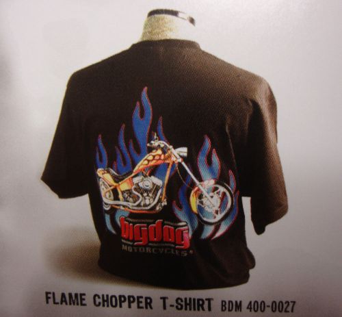 Big dog motorcycles flame chopper shirt lg w/ front &amp; back design short sleeve