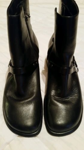 Harley davidson black leather side zipper ankle boots w/studs euc ladies us 9 m