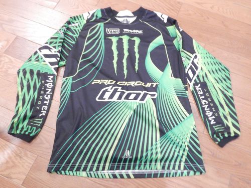 Thor racing monster energy motocross jersey green &amp; black sz adult m euc!