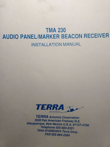 Terra tma 230 audio install operator&#039;s manual