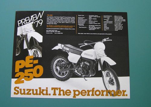 Suzuki motorcycle dealer sales preview brochures pe175  pe250 1979   two sheets