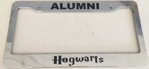 Alumni hogwarts  - chrome license plate frame - harry potter style qty 2