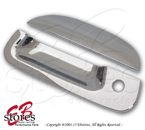 Chrome plated tailgate handle cover ford f250-f550 super duty 04-08 w/1 keyhole