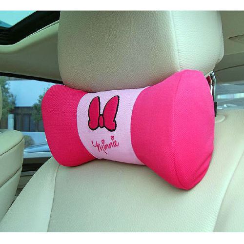 Cushion carbon fiber pillow for headrest car seat pink minnie mouse