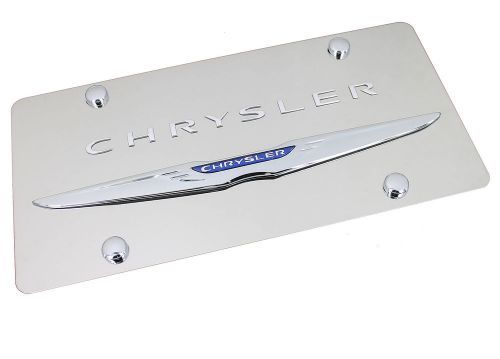 Chrysler wing logo + name on chrome license plate