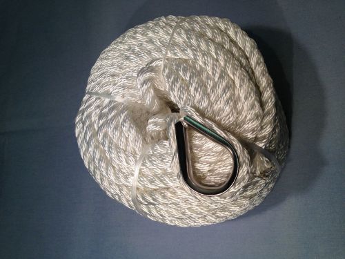 Aamstrand marine anchor line 3/8 in. x 100 ft. white nylon boating rope thimble