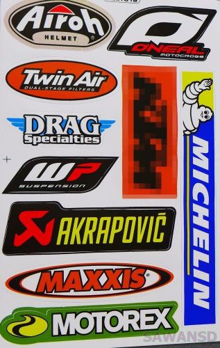New racing decal sticker 1 sheets multi logo motocross motorcycle bike atv b09