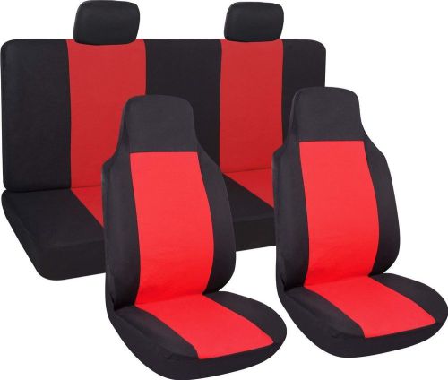 Zone tech classic flat cloth universal fit car seat covers red/black color