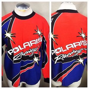 Vintage polaris racing (medium) long sleeve graphic shirt snowmobiles red/blue