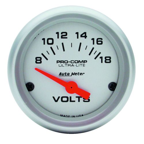 Auto meter 4391 voltmeter 2-1/16&#034; silver face ultra-lite seri