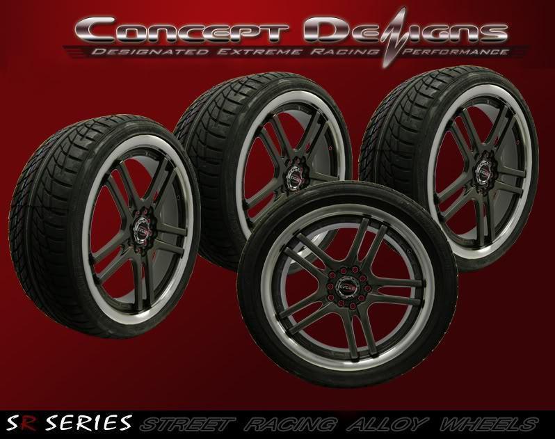 17" evoke f4 style wheel rim tire package 5 lug gunmetal new