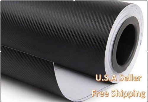 3d twill-weave carbon fiber vinyl 12\&#034;x60\&#034; roll black wrap sheet bubble new