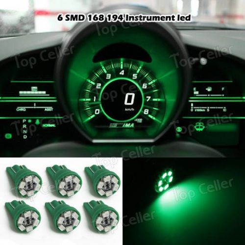 6x green t10 194 wedge gauge cluster instrumental speedometer led light bulb