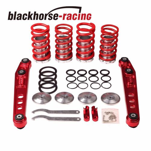 88-91 honda civic 1-4&#034;coilover lowering springs+rear lower control arms red