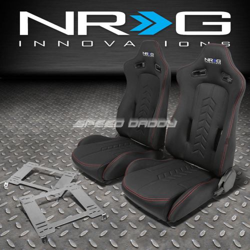 Nrg black reclinable racing seats+stainless steel bracket for 94-01 integra dc