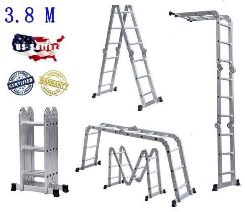 Ladder heavy duty aluminum 12.5 ft multi purpose folding step scaffold nib
