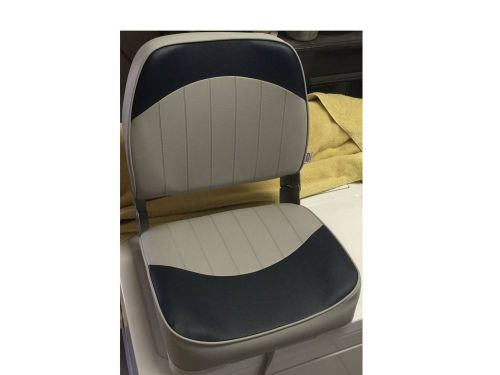 New gray/navy deluxe folding marine boat seat uv -treated marine-grade vinyl