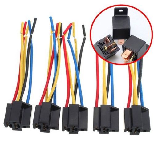 5 pcs 5 pin cable relay socket harness connector dc 12v for car w6