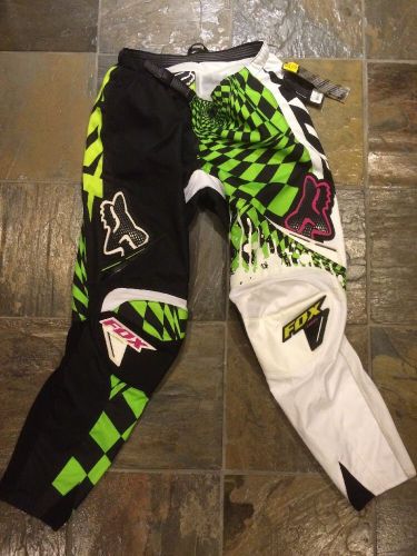 Fox racing motocross riding pants 180 checked out pants green size 36 nwt