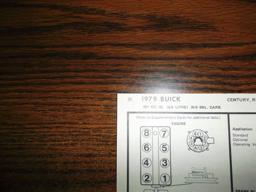1979 buick eight series models 4.9 liter 301 ci v8 4bbl tune up chart