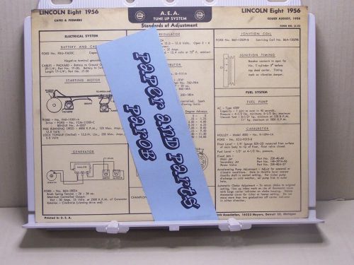 1956 lincoln capri premiere 8 cylinder aea tune up and adjustment chart