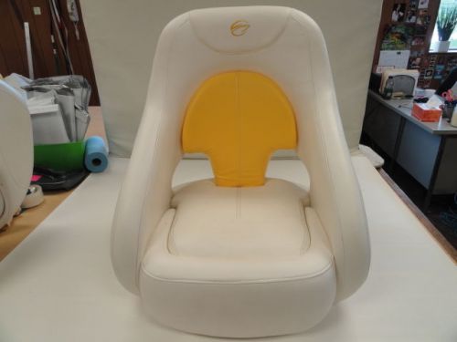 Crownline off white / yellow vinyl bolster seat 24&#034; w x 28-1/2&#034; h marine boat