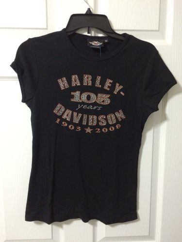 Harley davidson black t-shirt  105 years 1903-2008 sparkle letters fitted sz m
