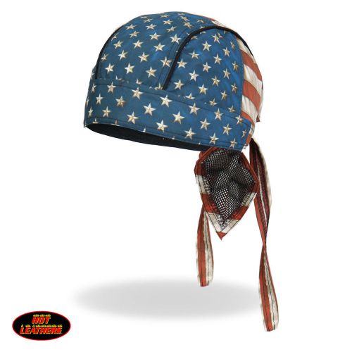 Hot leathers premium head wrap distressed american flag hwh108 biker doo rag