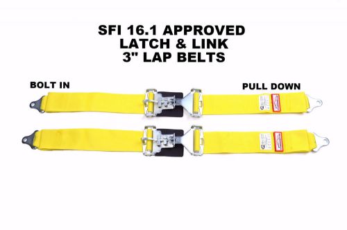 Racerdirect.net new pair 3&#034; latch &amp; link lap belt 2pt racing belt bolt in yellow