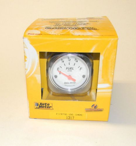 Autometer arctic white elec fuel level gauge 2 1/16&#034; white face p/n 1317 new