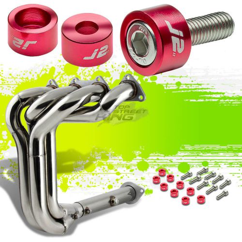J2 for b-series exhaust manifold 4-1 tri-y header+red washer cup bolt kit