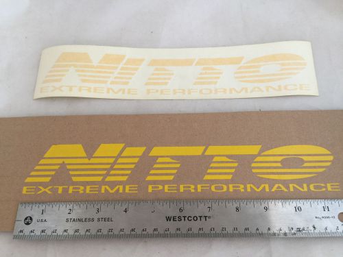One new small yellow nitto tires windshield vinyl sticker decal 12&#034; x 2&#034;