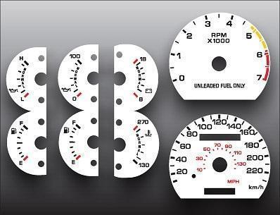 1990-1993 ford mustang 220 kmh metric instrument cluster white face gauges