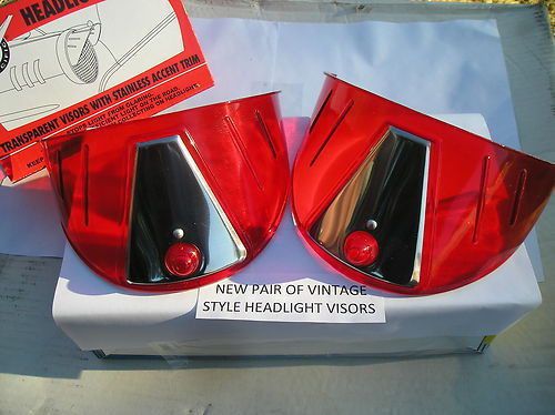 New pair of red vintage style head light visors !