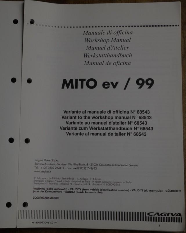 Cagiva mito - factory service workshop manual  - 1999