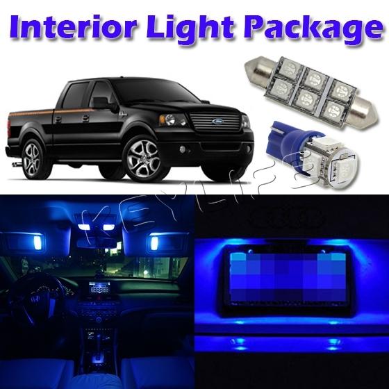 5x blue led light interior bulb package for 2004-2008 ford f-150 supercrew cab