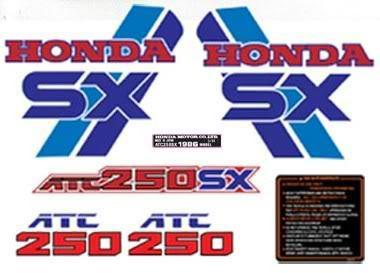 1986 86' atc 250sx decal stickers set 7pc atv graphics