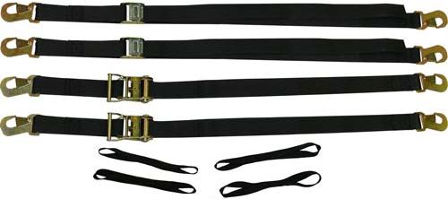8 pack-2" tie down ratchet & cam snap hook strap kit+ motorcycle-atv soft loops