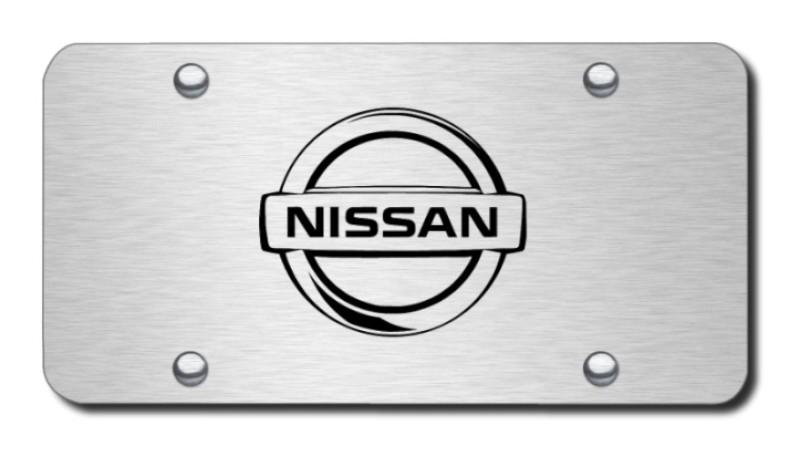 Nissan logo laser etched on brushed stainless license plate made in usa genuine