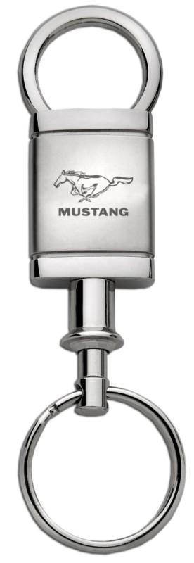 Ford mustang satin-chrome valet keychain / key fob engraved in usa genuine