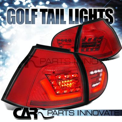 06-09 vw golf mk5 gti rabbit r32 full led 3d style shiny red tail lights