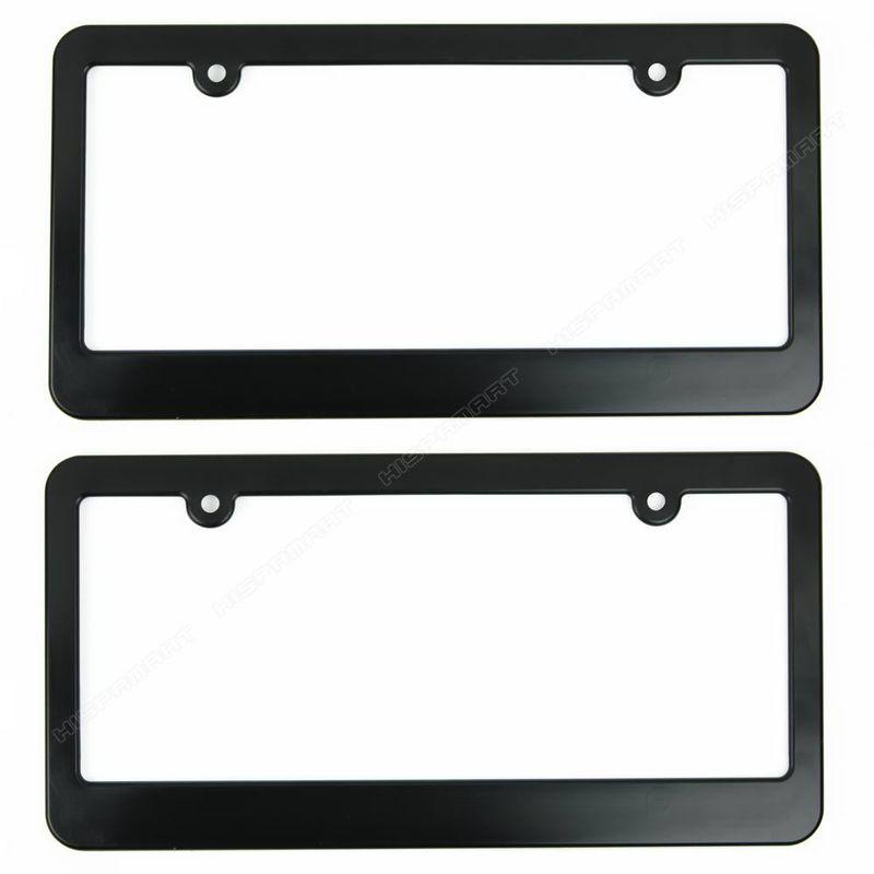 2pc black plastic license frame blank plain with 2 holes