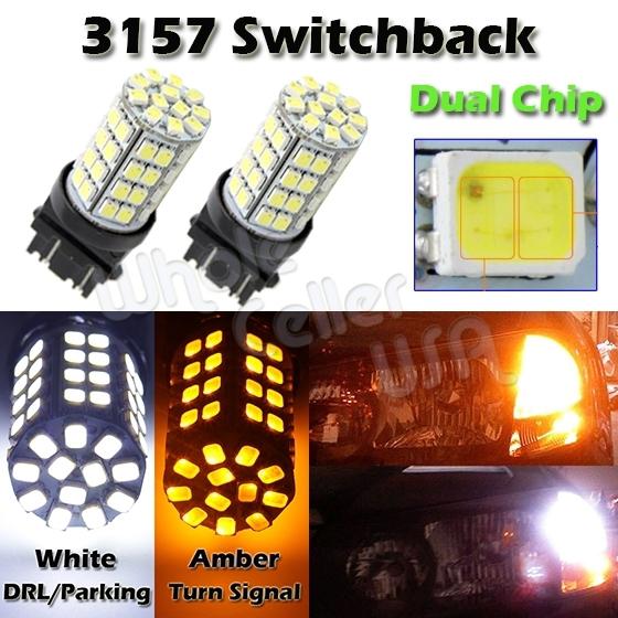 3157 switchback led turn signal light 3457 4157 60 white/60 amber dual chip lamp