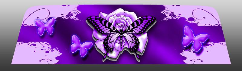 Purple butterfly window graphic, custom perforated window decal like window tint